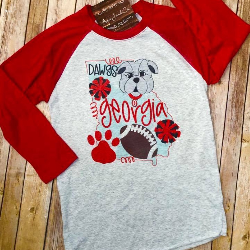 Georgia UGA Raglan NWT Printed